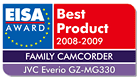 EISA AWARD Best Product 2008-2009 FAMILY CAMCORDER JVC Everio GZ-MG330