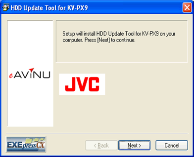 When 滴DD Update Tool for KV-PX9・is activated, click Next.