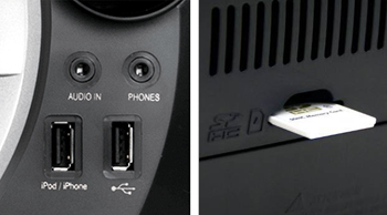 USB端子とSDカードスロットの説明画像